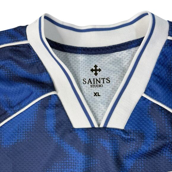 Saints Studio NYC Game Changer Soccer Jersey Shirt Blue Rose Graphic Men XL NWT - Picture 3 of 8